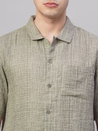 Men's Grey 100% Cotton Regular Fit Shirt
