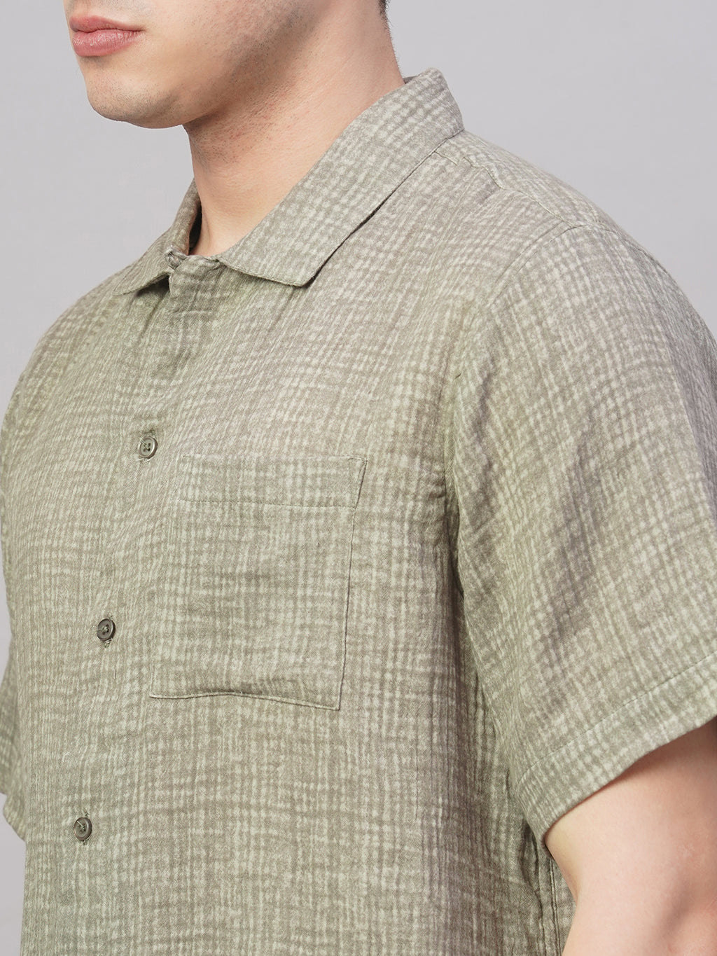 Men's Grey 100% Cotton Regular Fit Shirt