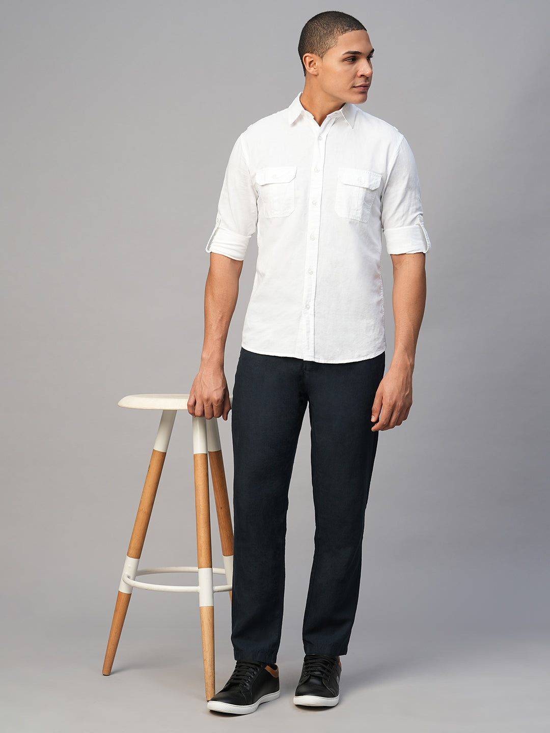 Men's White Linen Cotton Regular Fit  Shirt