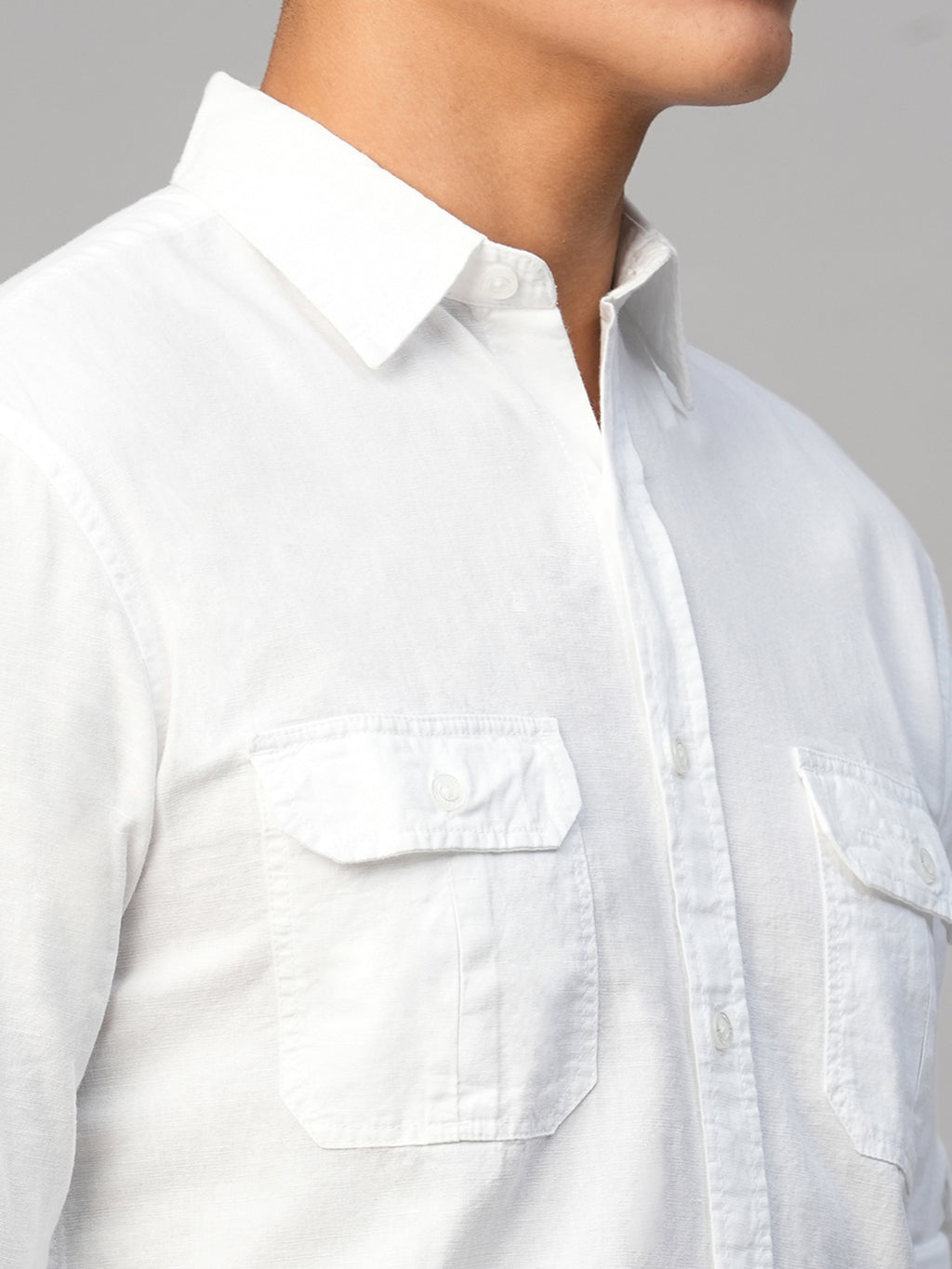 Men's White Linen Cotton Regular Fit  Shirt