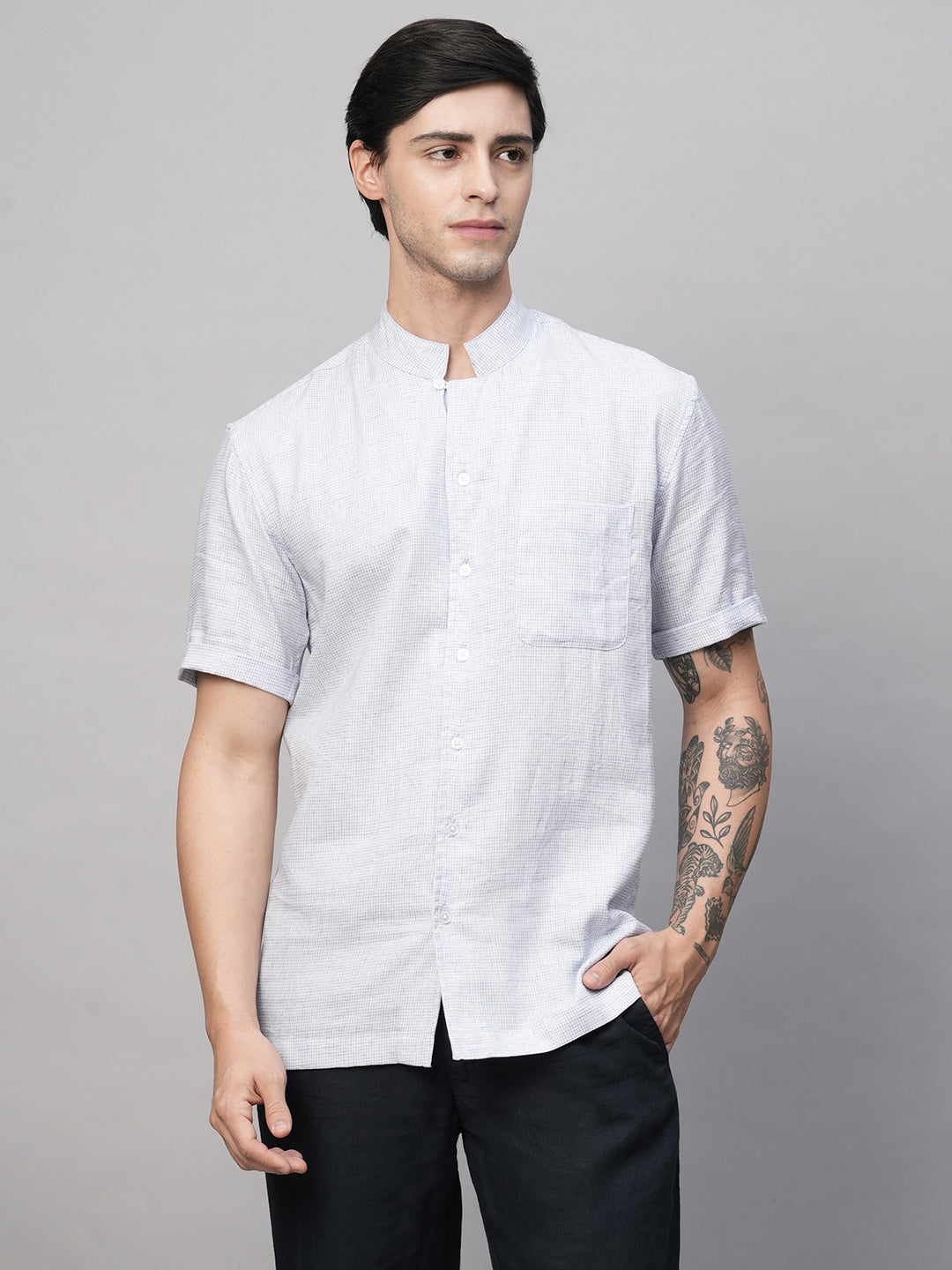 Men's Blue Cotton Regular Fit Shirt