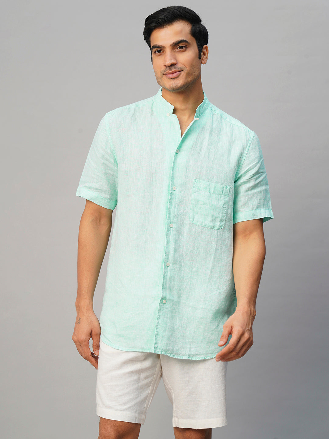 Men's Mint Linen Regular Fit Shirt