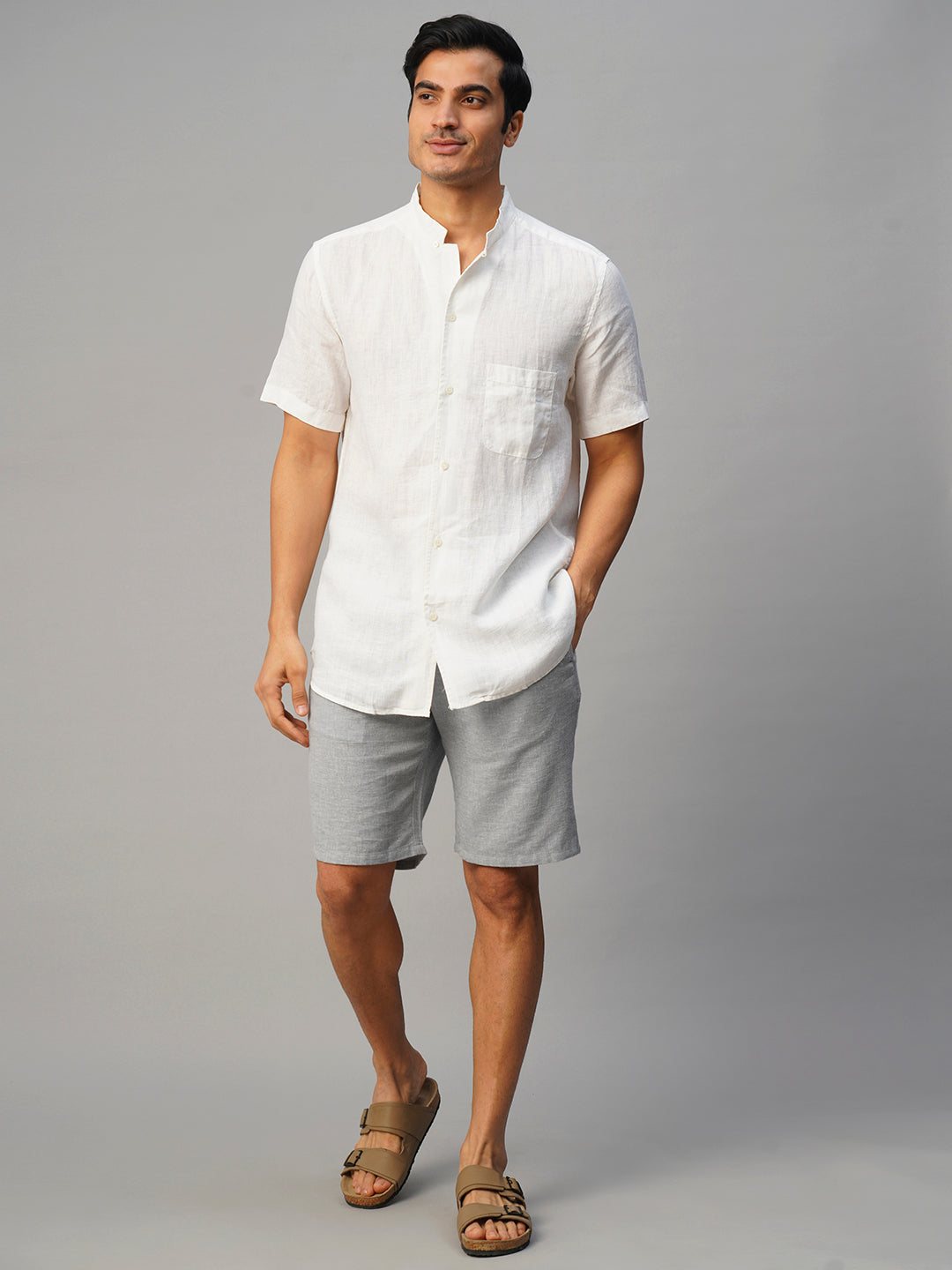 Men's White Linen Regular Fit Shirt