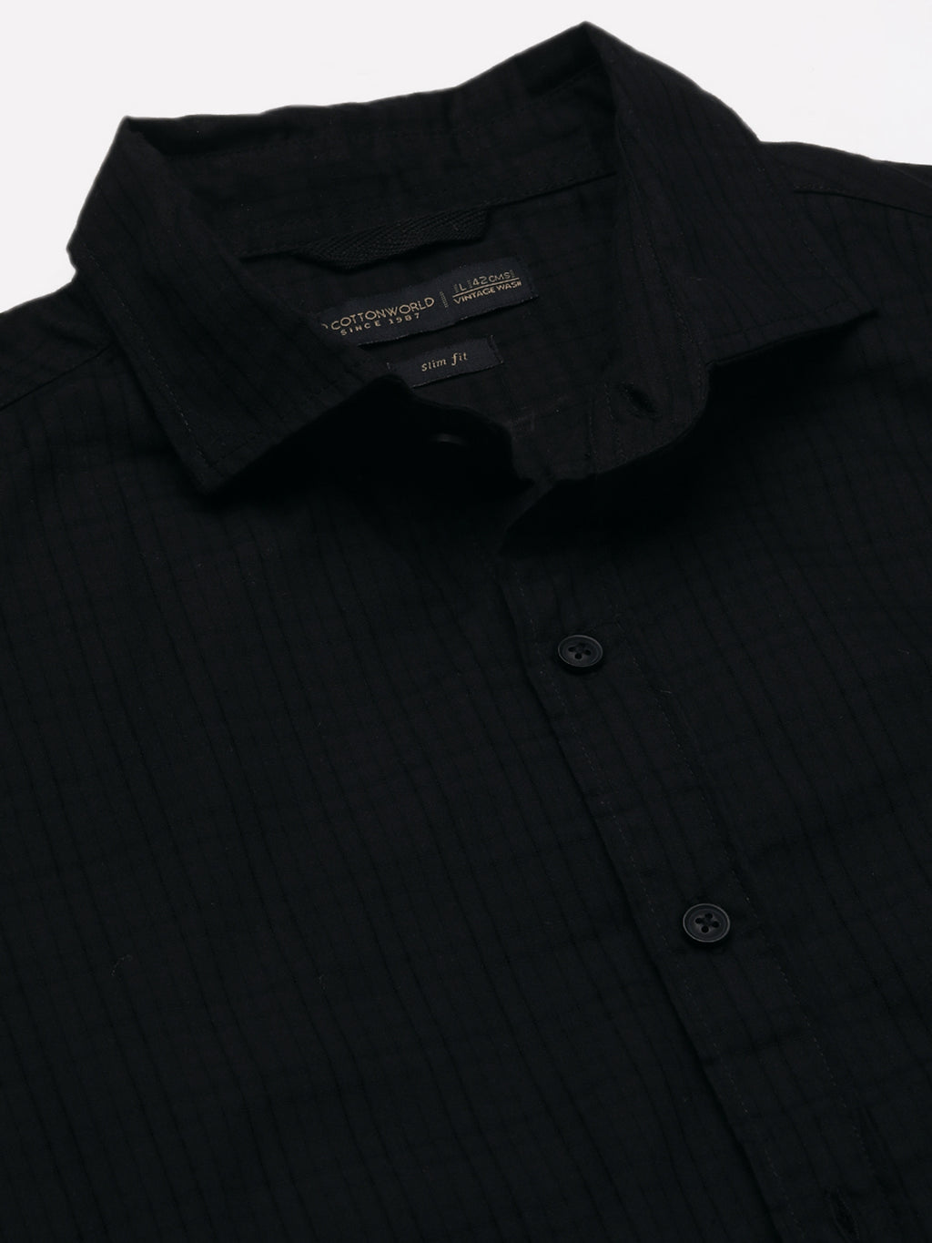 Men's Black Cotton Slim Fit Shirt