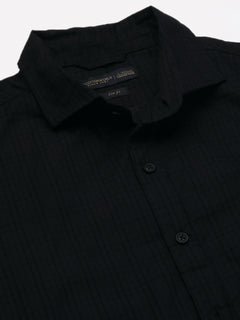 Men's Black Cotton Slim Fit Shirt