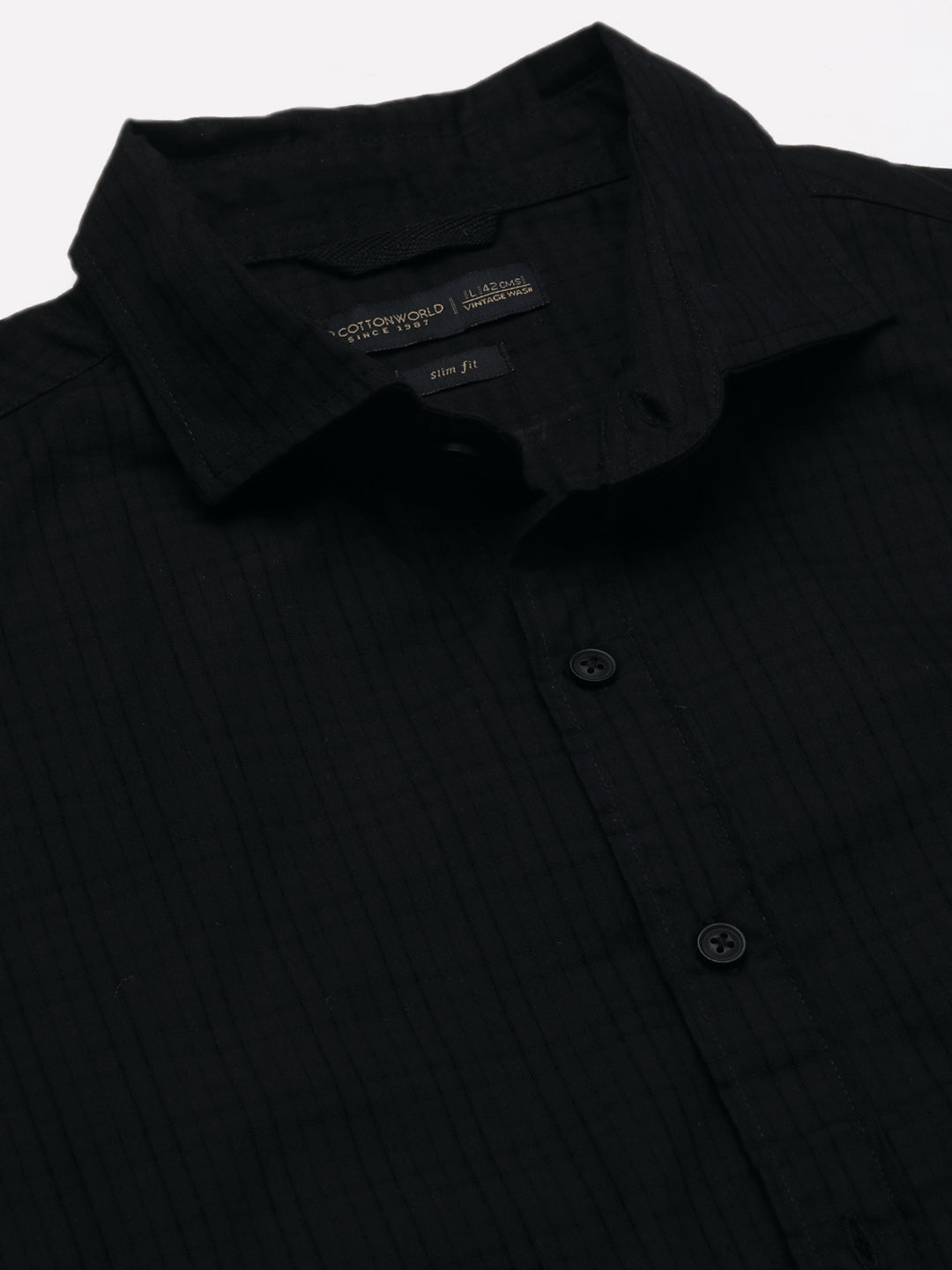 Men's Black Cotton Slim Fit Shirt