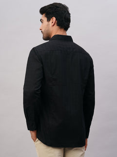 Men's Black Cotton Slim Fit Shirt