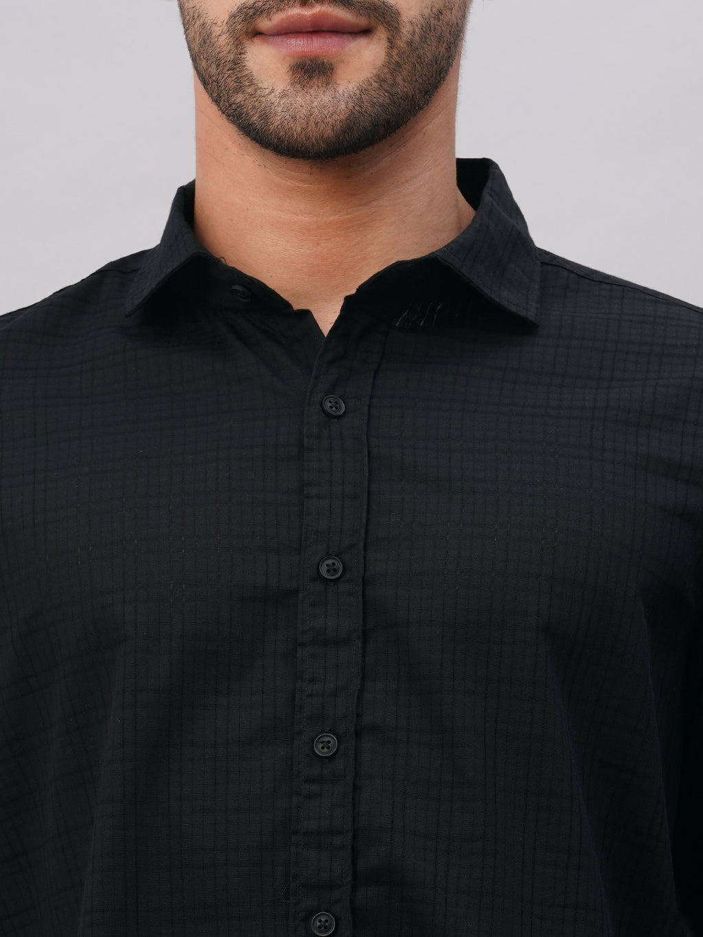 Men's Black Cotton Slim Fit Shirt