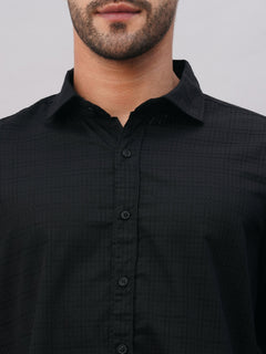Men's Black Cotton Slim Fit Shirt