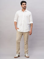 Men's White Cotton Slim Fit Shirt