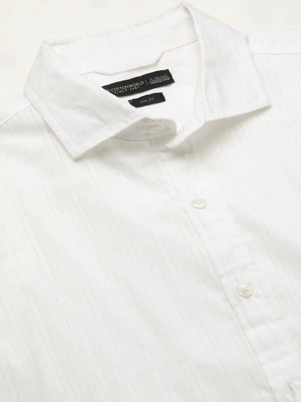 Men's White Cotton Slim Fit Shirt