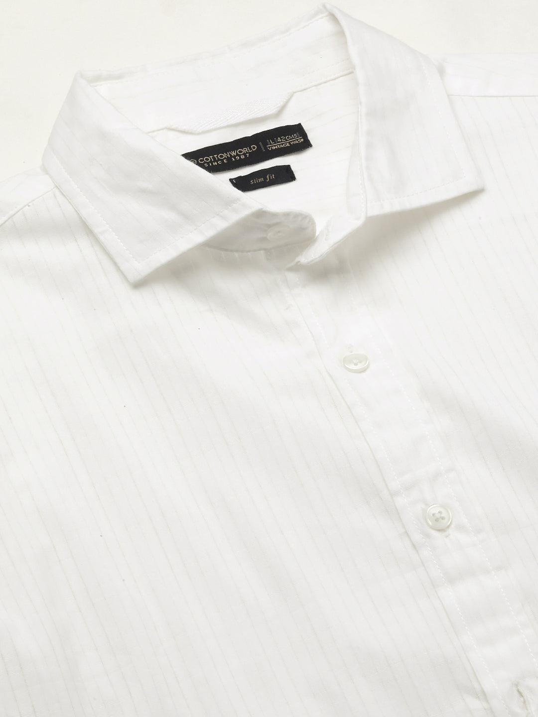 Men's White Cotton Slim Fit Shirt