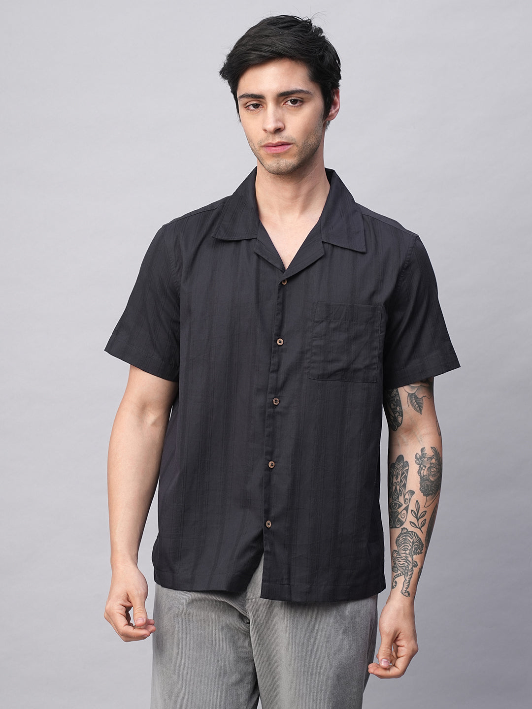 Men's Navy 100% Cotton Regular Fit Shirt