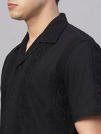 Men's Black 100% Cotton Regular Fit Shirt