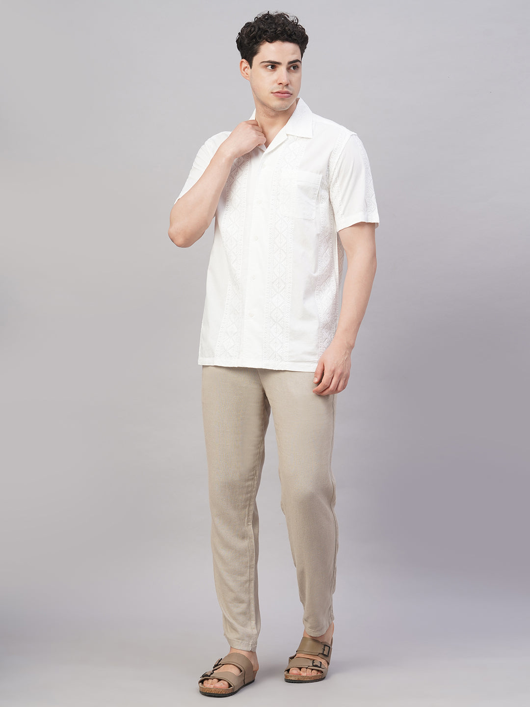 Men's White 100% Cotton Regular Fit Shirt