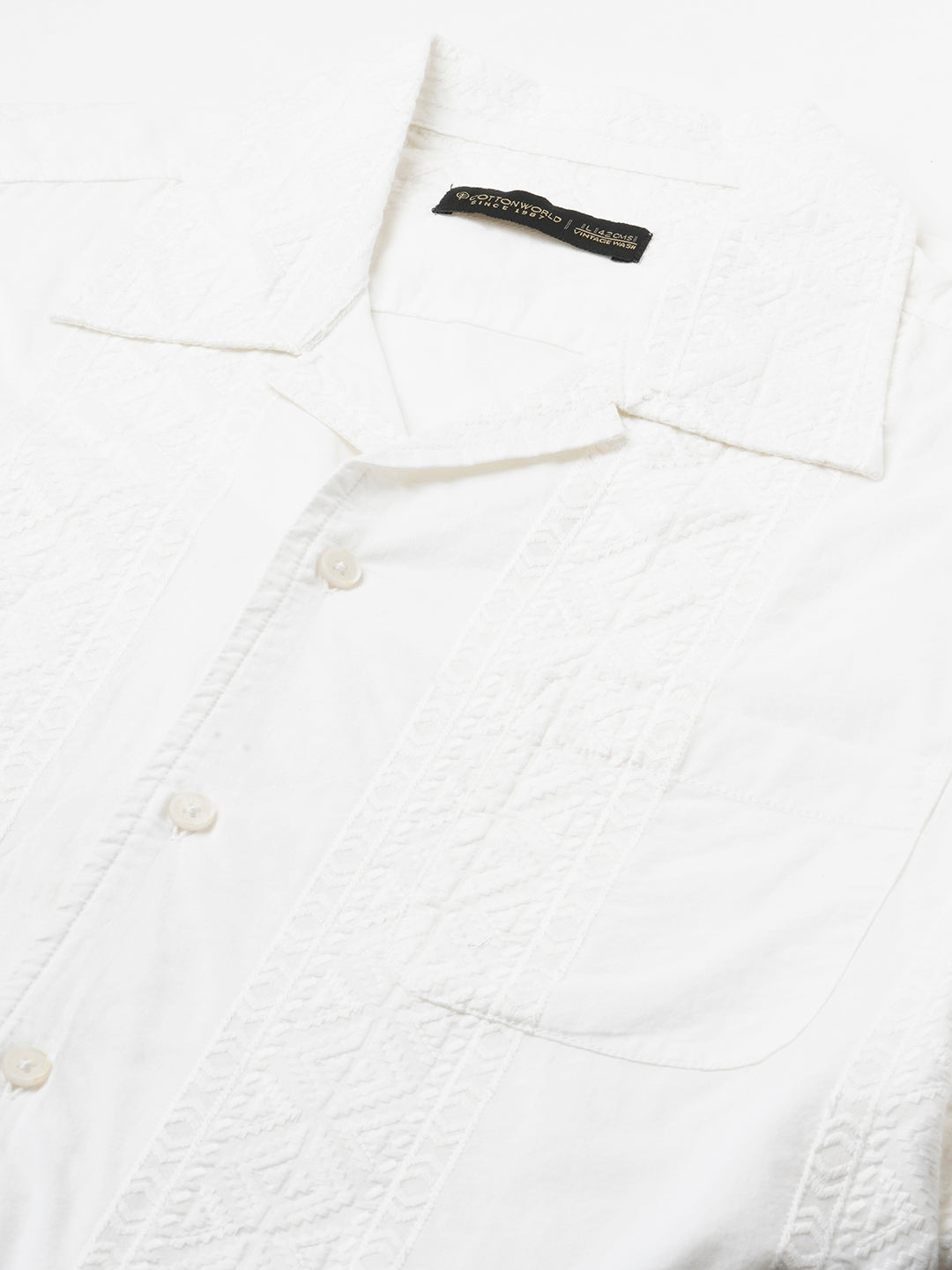 Men's White 100% Cotton Regular Fit Shirt