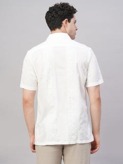 Men’s Cotton Regular Fit Camp Collar Shirt White