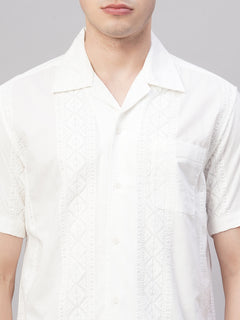Men’s Cotton Regular Fit Camp Collar Shirt White