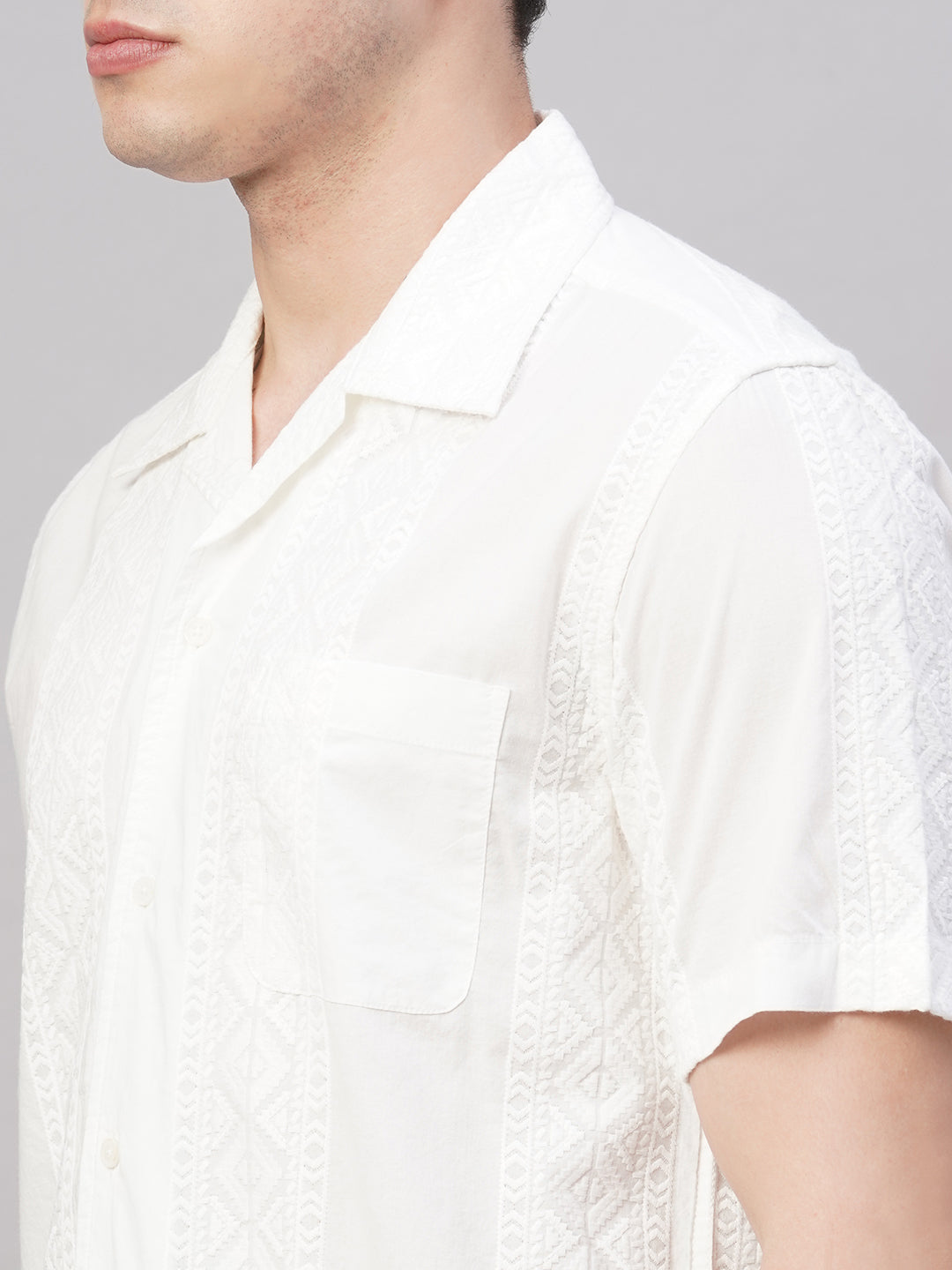 Men's White 100% Cotton Regular Fit Shirt