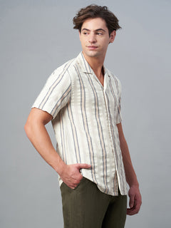 Men's Cotton Linen Regular Fit Shirt Natural