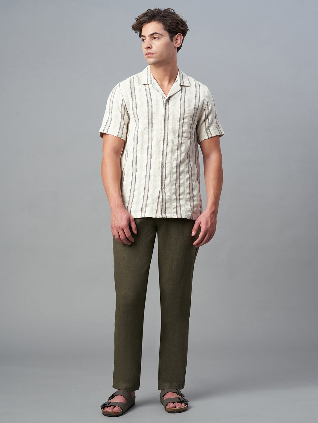 Men's Natural Cotton Linen Regular Fit Shirt