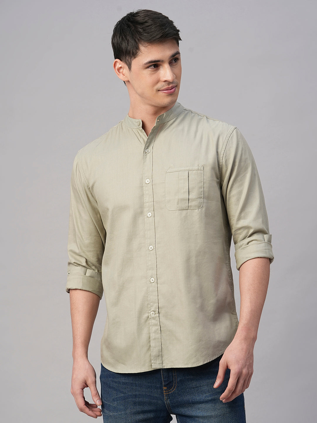 Men's Green Cotton Modal Regular Fit Shirt