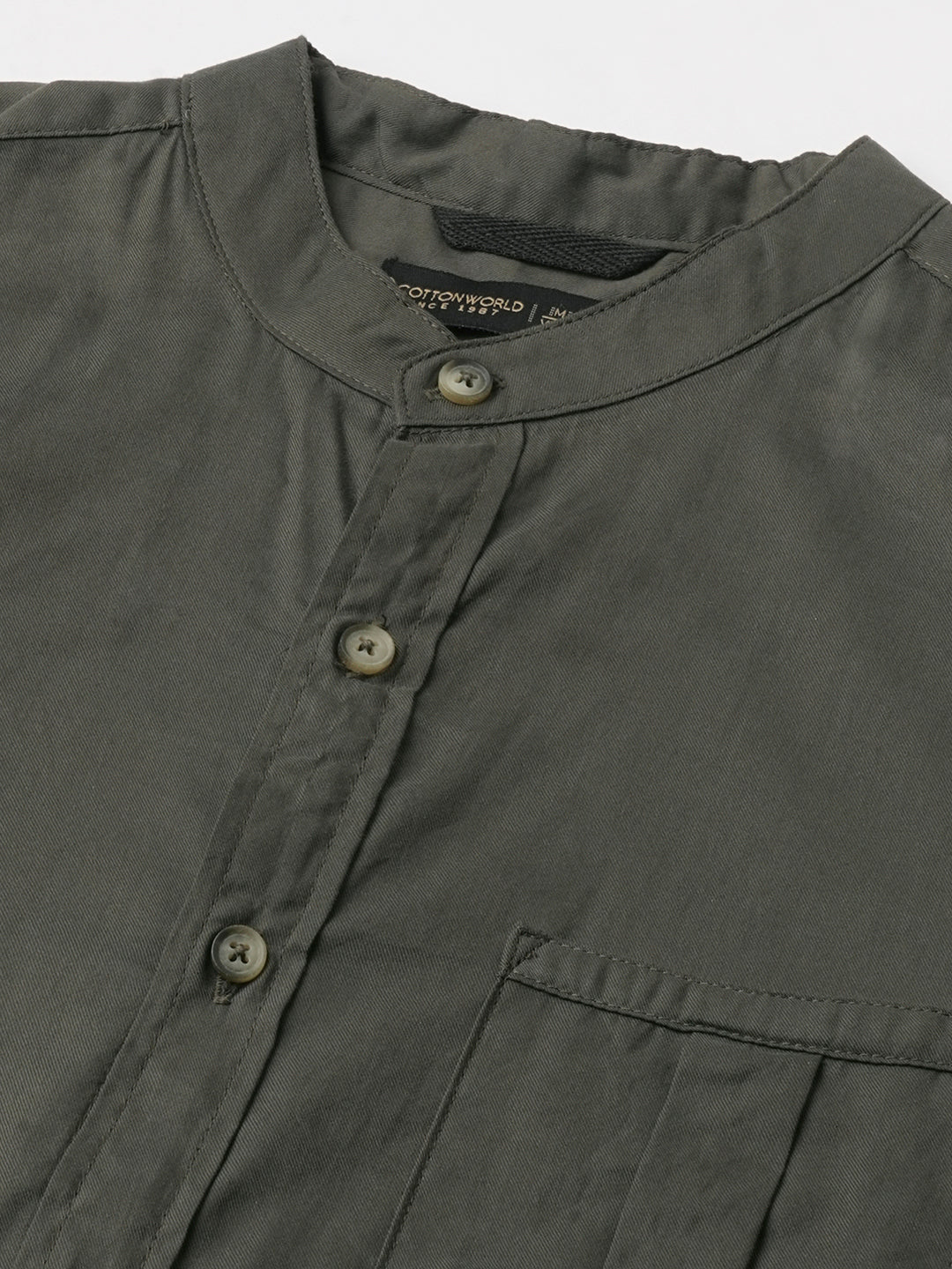 Men's Olive Cotton Modal Regular Fit Shirt