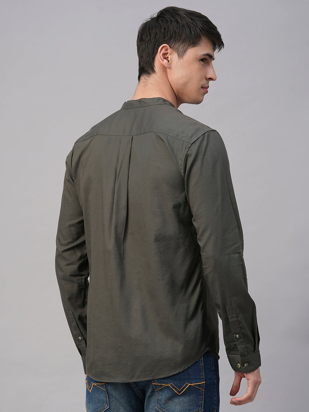Men's Olive Cotton Modal Regular Fit Shirt