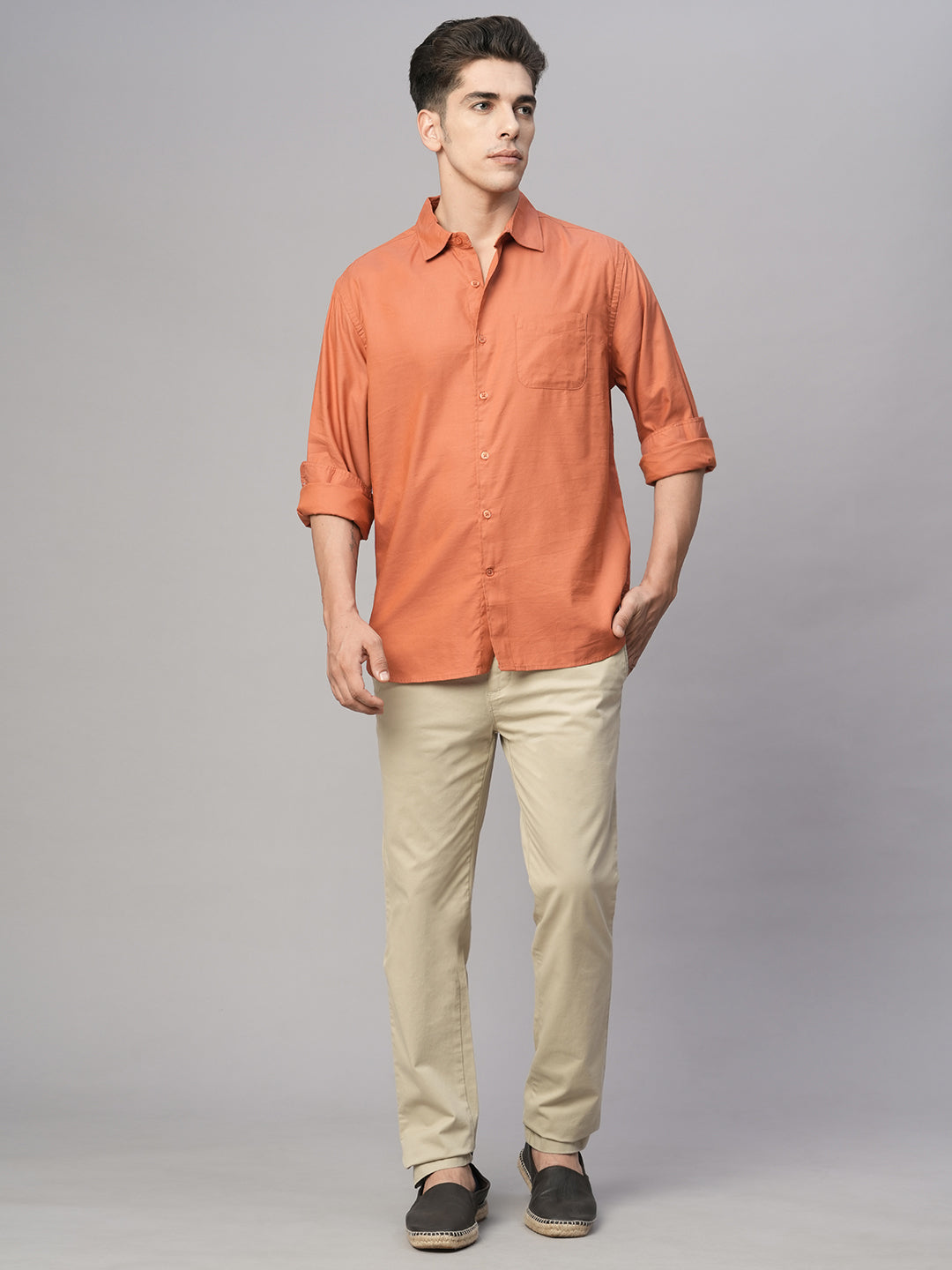 Men's Brick Cotton Modal Loose Fit Shirt