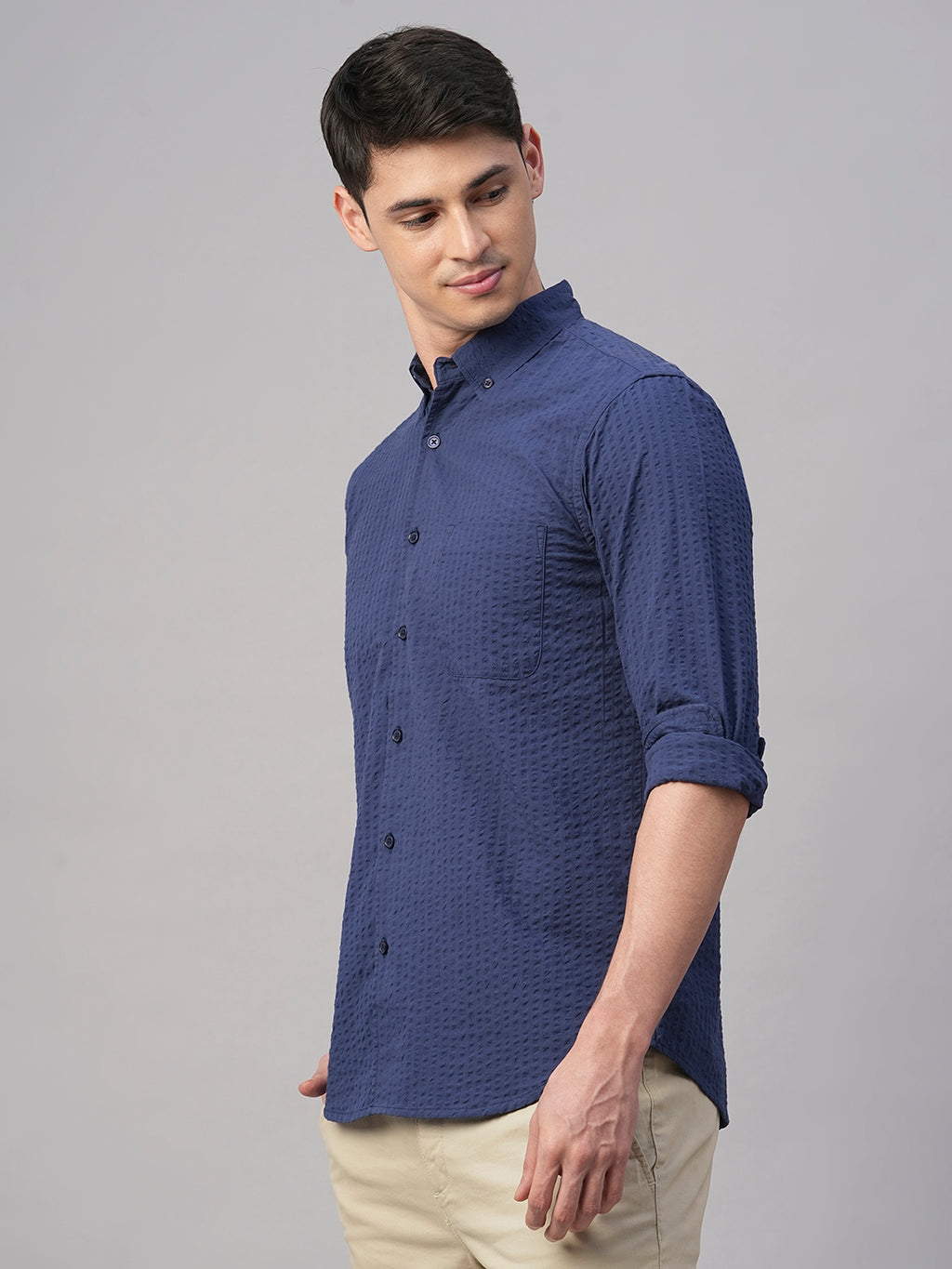 Men's Navy 100% Cotton Regular Fit Shirt