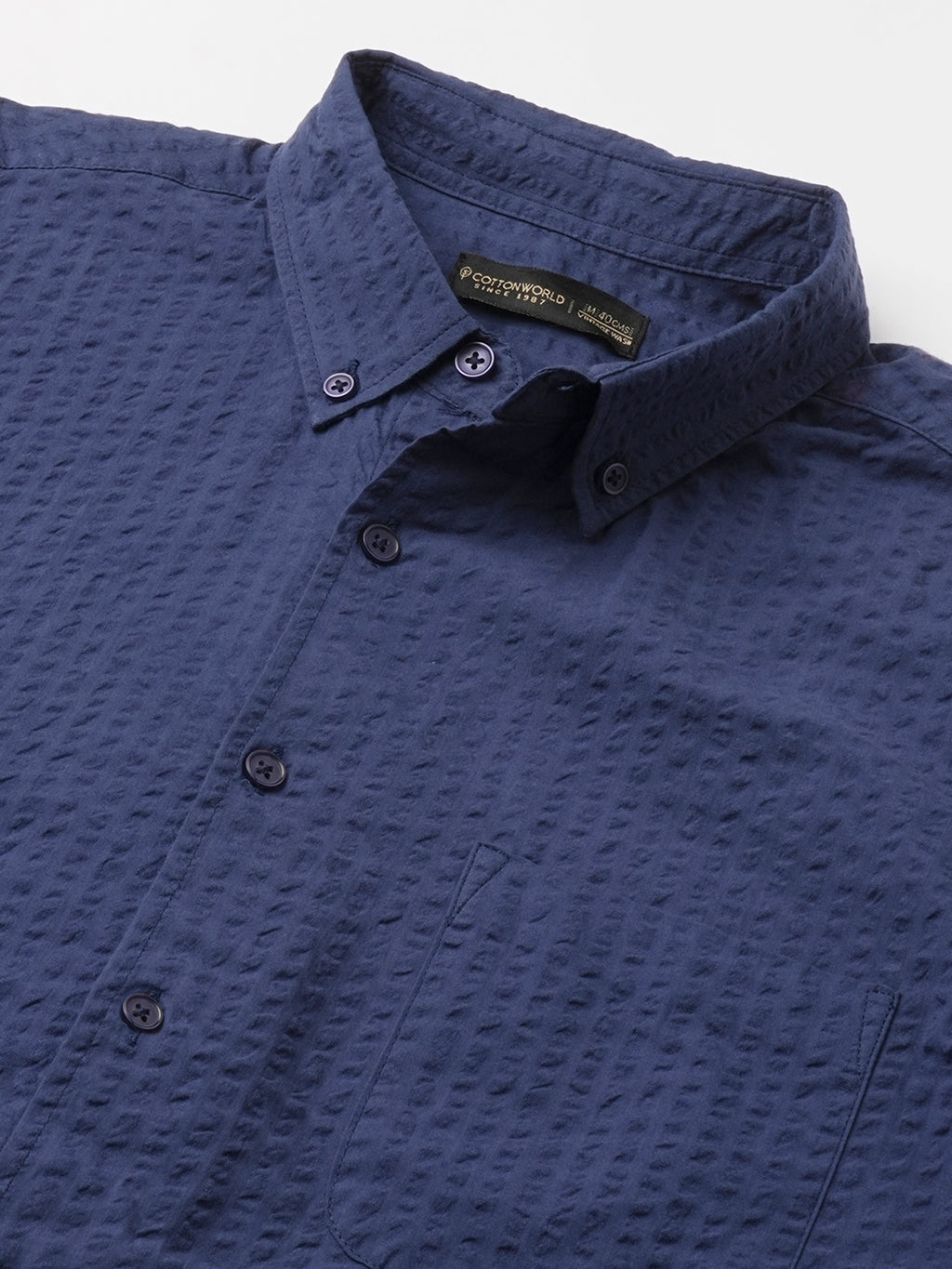 Men's Navy 100% Cotton Regular Fit Shirt