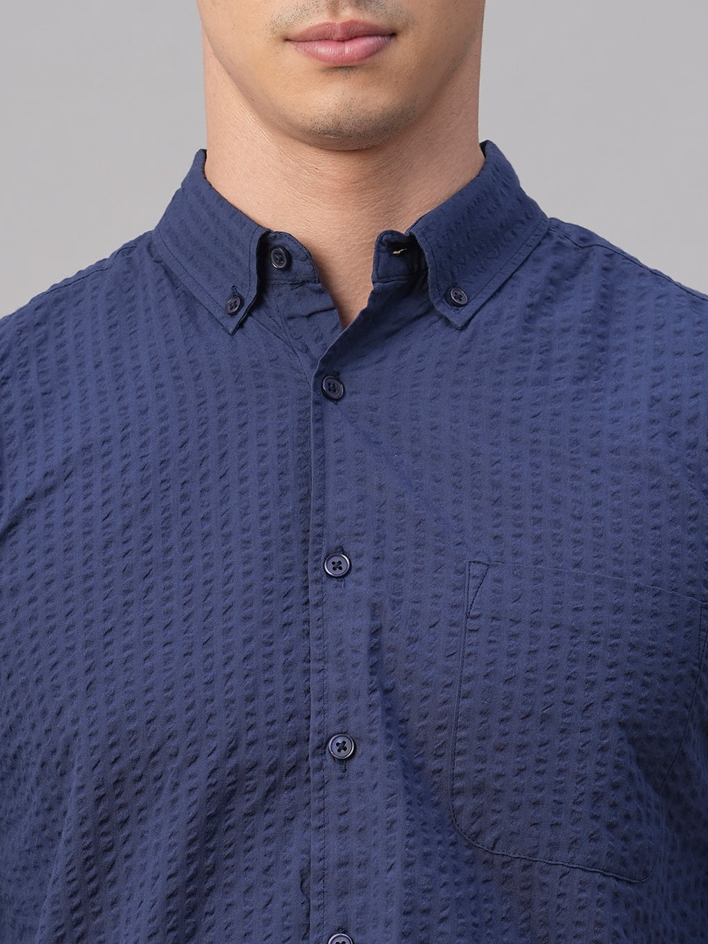 Men's Navy 100% Cotton Regular Fit Shirt