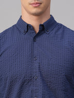 Men's Navy 100% Cotton Regular Fit Shirt