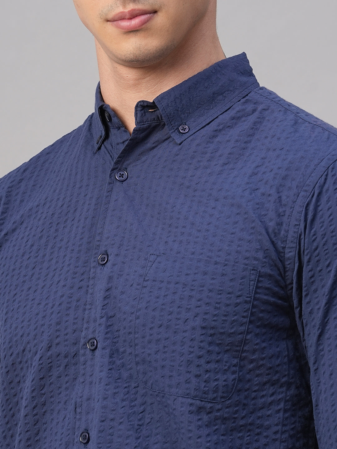 Men's Navy 100% Cotton Regular Fit Shirt
