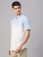 Men's White/Sky 100% Cotton Regular Fit Shirt
