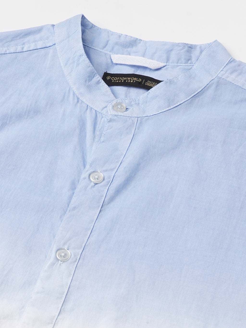 Men's White/Sky 100% Cotton Regular Fit Shirt