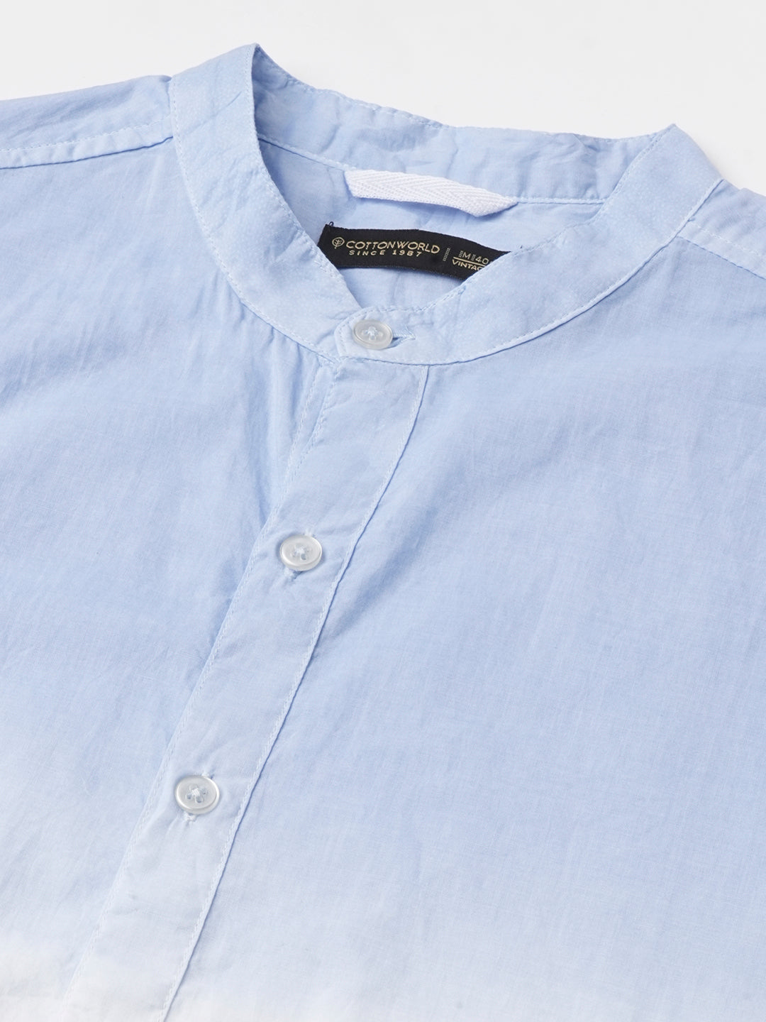 Men's White/Sky 100% Cotton Regular Fit Shirt