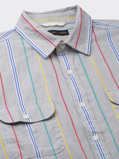 Men’s Cotton Regular Fit Pocket Stripe Summer Shirt Blue