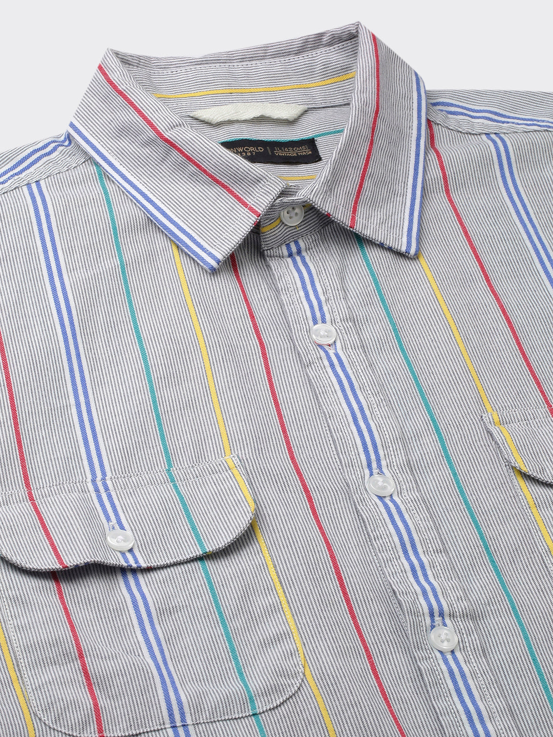 Men's Blue 100% Cotton Regular Fit 2 Pocket  Stripe Summer Shirt