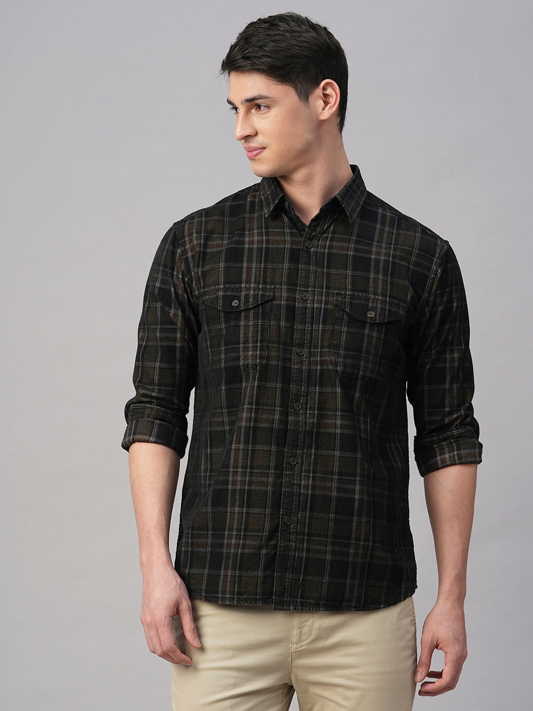 Men's Black 100% Cotton Regular Fit Shirt