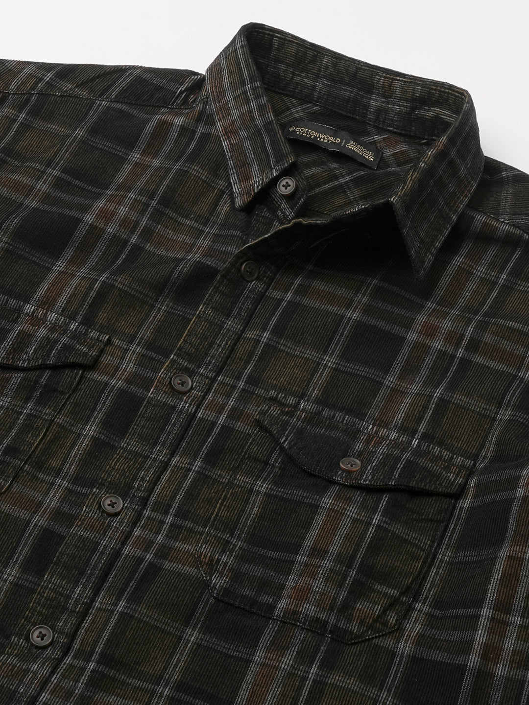 Men's Corduroy Black 100% Cotton Regular Fit Shirt
