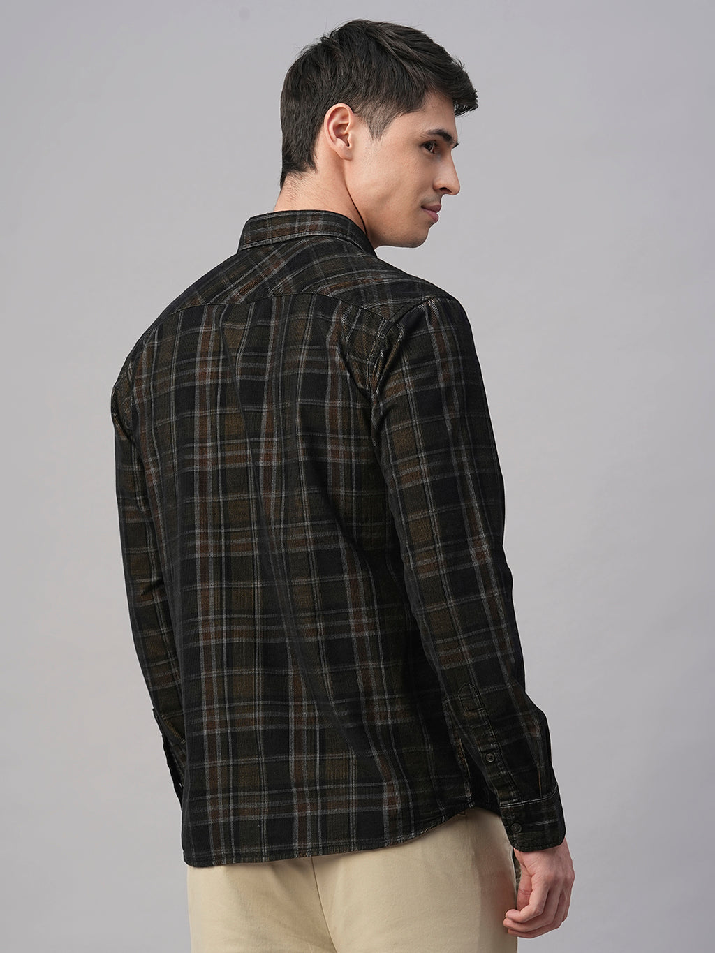 Men's Corduroy Black 100% Cotton Regular Fit Shirt