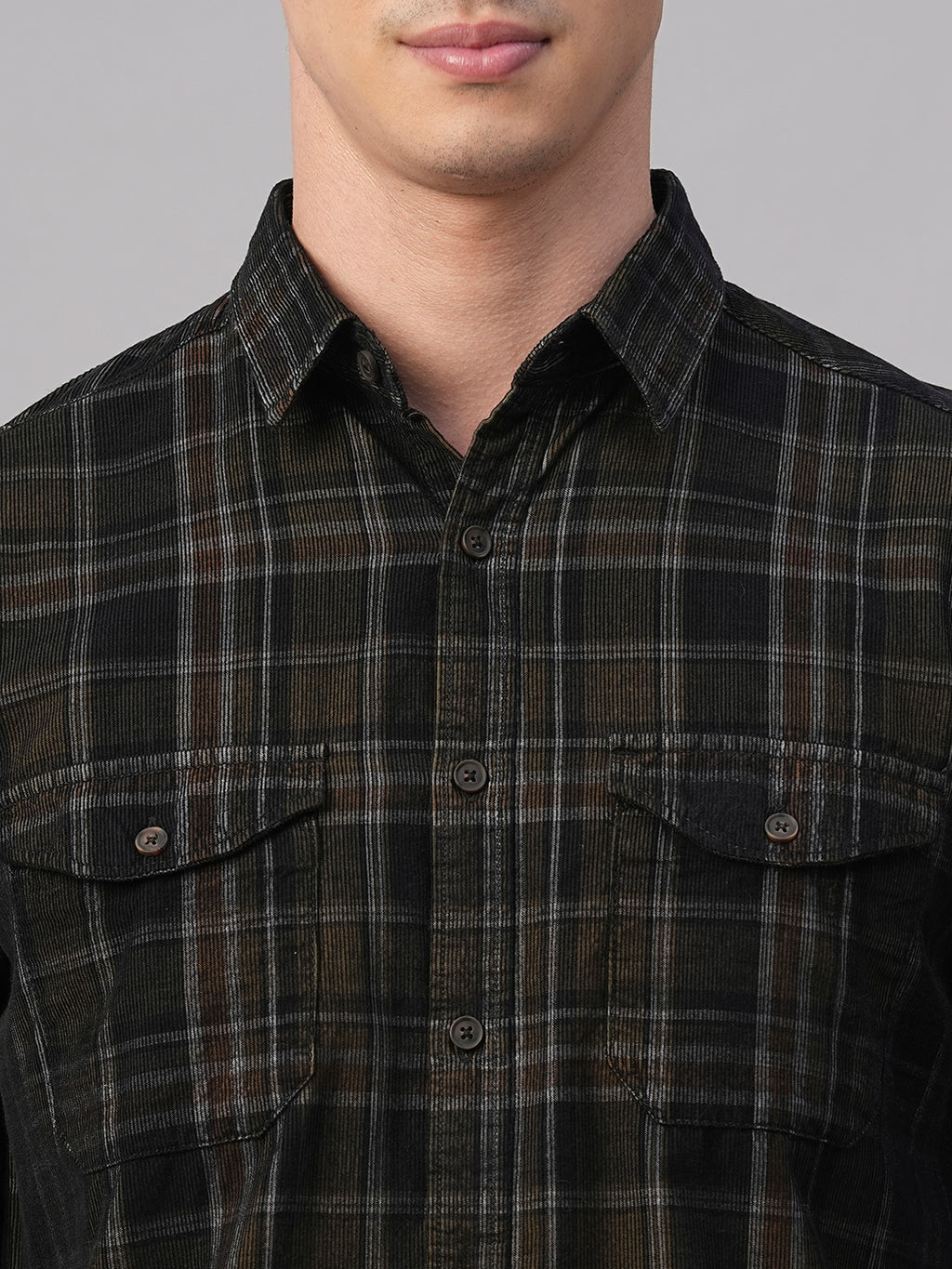 Men's Corduroy Black 100% Cotton Regular Fit Shirt