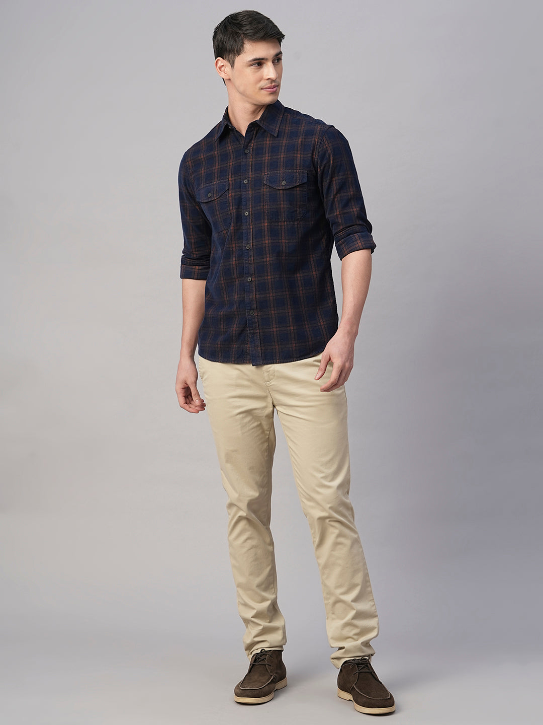 Men's Navy 100% Cotton Regular Fit Shirt