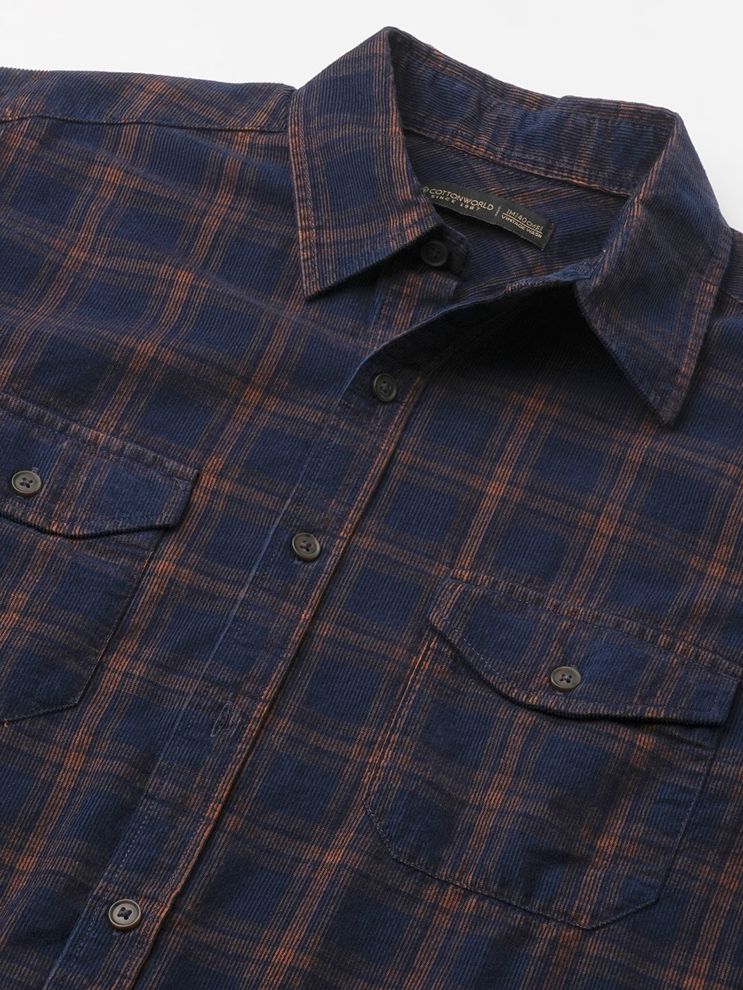Men's Corduroy Navy 100% Cotton Regular Fit Shirt