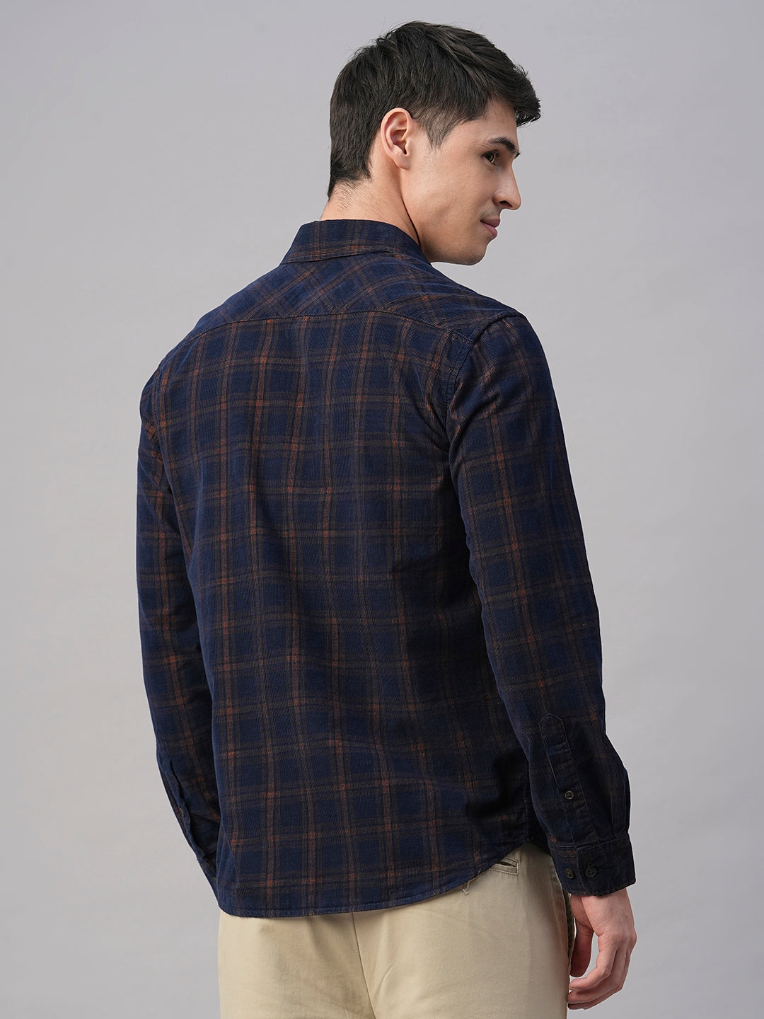 Men's Corduroy Navy 100% Cotton Regular Fit Shirt