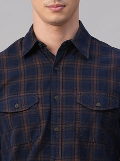 Men's Corduroy Navy 100% Cotton Regular Fit Shirt
