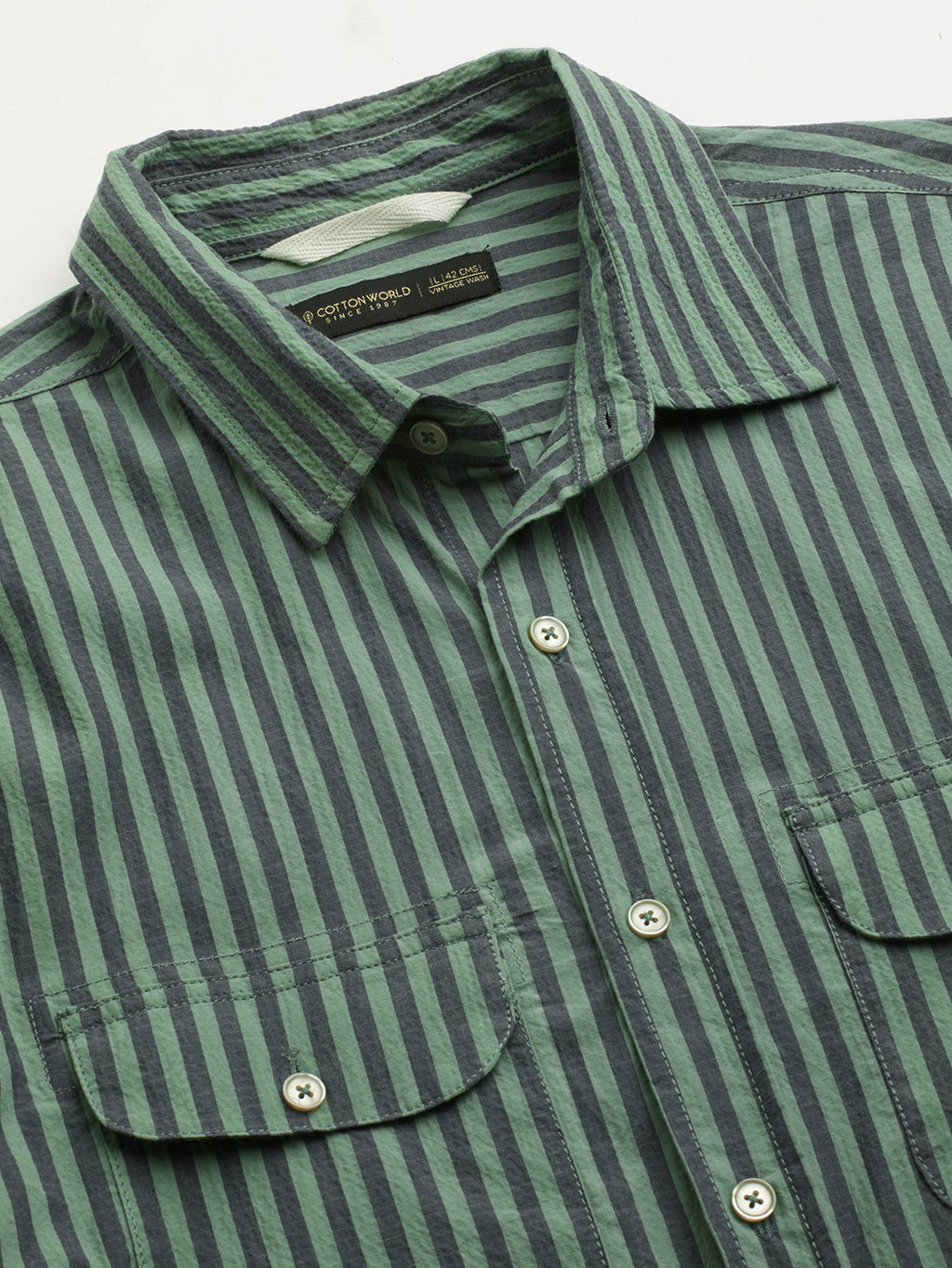 Men's Green Cotton Lycra Regular Fit Shirt