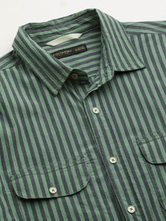 Men’s Cotton Lycra Regular Fit Striped Shirt Green