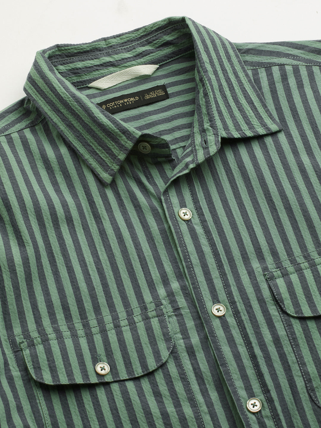 Men's Green Cotton Lycra Regular Fit Shirt